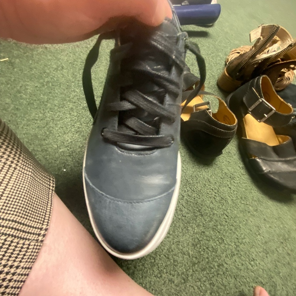 John Fluevog Blue and Black Leather Shoes